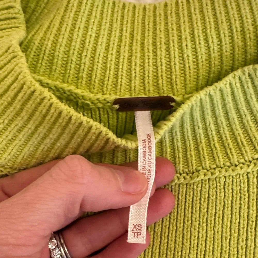 Free People Lime Green Crew Neck Sweater - Picture 2 of 3